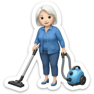White hair cubby lady modern clothes older chubby ed lady vaccum sticker