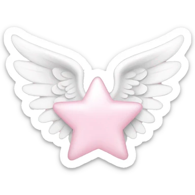 Light pink star with white angel wings sticker