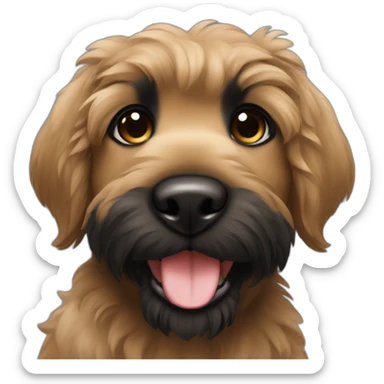 bouvier fawn brown and black puppy face very long hair smiling sticker