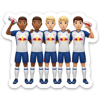 Red bull energy drink imogi for soccer players drinking red bull energy drink while playing soccer sticker