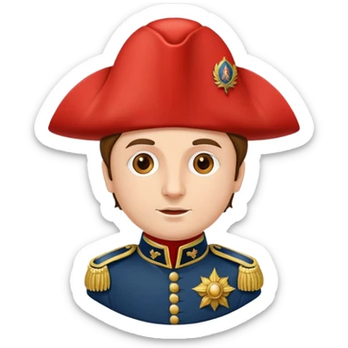 tomato wearing Napoleon Bonaparte's bicorne hat and military officer uniform sticker