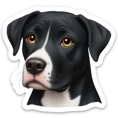 Black pitbull lab mix with white patch on chest sticker