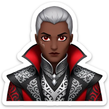 Dark evil Badass emo Goth red and white and black and silver villain, handsome, attractive, intricate patterns  sticker