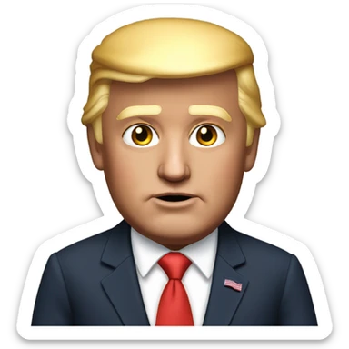 The president "Donald Trump", all the specific facial characteristics are there and he looks exactly like it, extremely photorealistic, very well made sticker