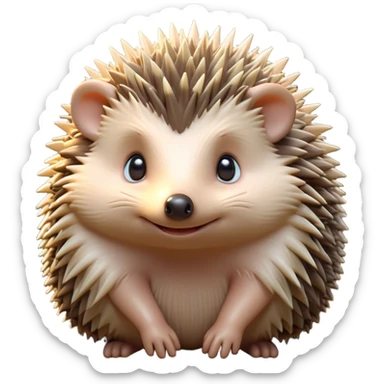Cinematic Adorably Cute Hedgehog Portrait Emoji, Poised with a round, spiky yet cuddly body and bright, curious eyes peeking from beneath a soft array of quills, Simplified yet irresistibly adorable features, highly detailed, glowing with a warm, gentle forest glow, high shine, lively and endearing, stylized with an air of woodland cuteness, soft glowing outline, capturing the essence of a playful hedgehog that appears ready to scurry out of the screen with delightful charm! sticker