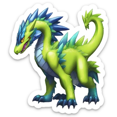  Edgy Shiny Colorful Digimon-Reptile-Dragon-Sergal full body sticker
