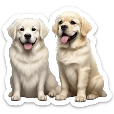 English cream golden retriever and an oreo colored french bulldog as best friends sticker