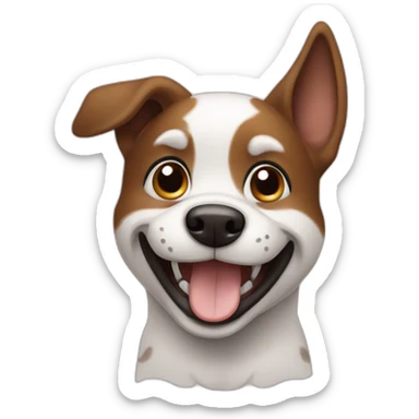 Happy Dog with one hanging ear, black, white, brown and cute sticker