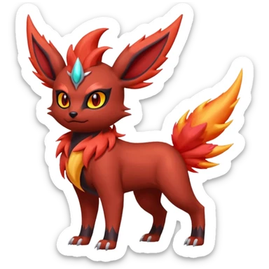 Pastel iridescent exotic colorful Darkrai-Scizor-Flareon-fusion with fiery horns and a Mohawk  sticker