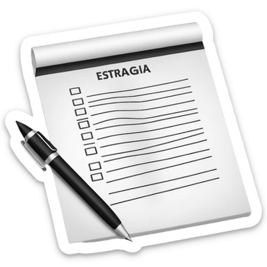 paper with a pen that says Estrategia Fiscal sticker