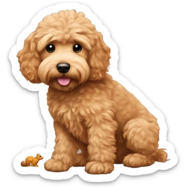 Mini goldendoodle with squirrel  sticker