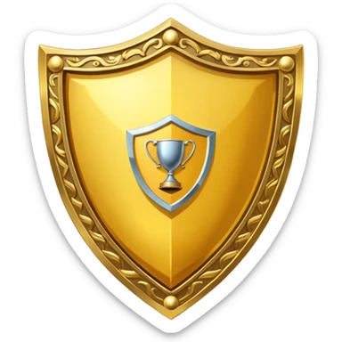 Gold shield with trophy sticker