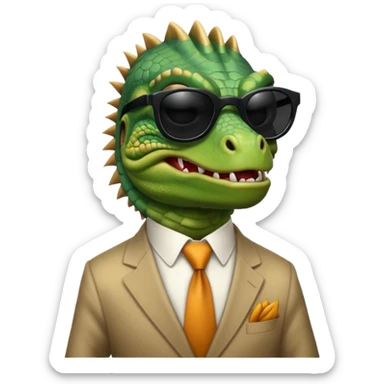 capitalist iguana banker godfather with black sunglasses breakdance scaring sticker