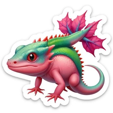 An anthropomorphic axolotl mixed with a lizard. sticker