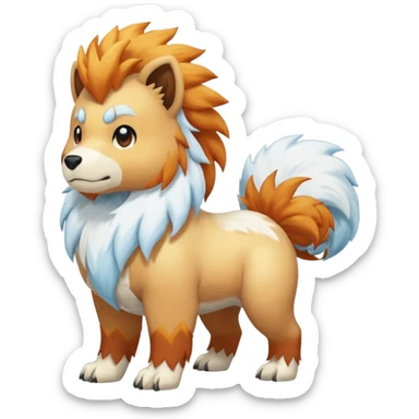 White snowy furry bushy frosty coy glacial icy Growlithe-Aracanine-Ponyta-Entei-fusion (full body) sticker
