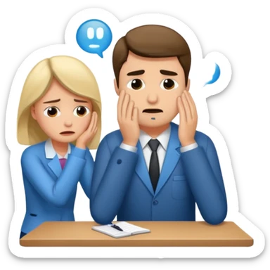 Crying man at the psychological session ( woman is psychologist supporting man) sticker
