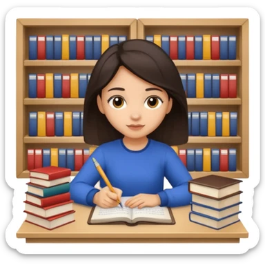 dark hair light skin girl with long hair studying for medical school exam  sticker