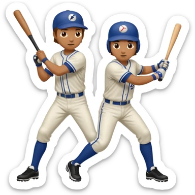 A guy hitting another guy in the balls with a baseball bat sticker