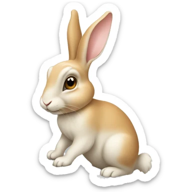 Cute Flemish rabbit typing on a keyboard sticker