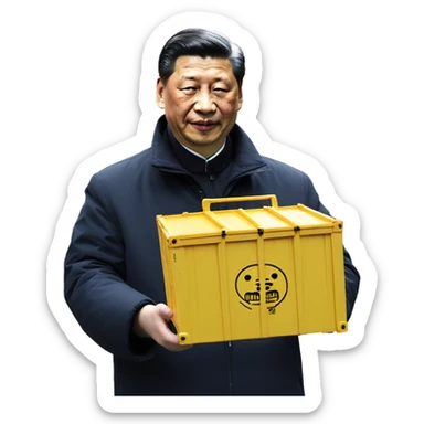 Xi Jinping holds a trade container in his hands sticker