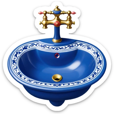 Victorian style bathroom sink blue and white  sticker