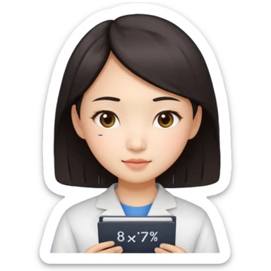 A Asian girl showing a math test with 100% on it sticker