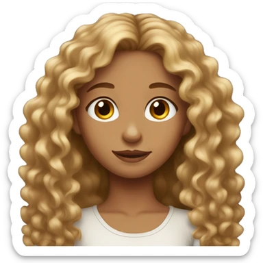 Pretty girl with tan skin, hazel eyes, and long golden brown curly hair sticker