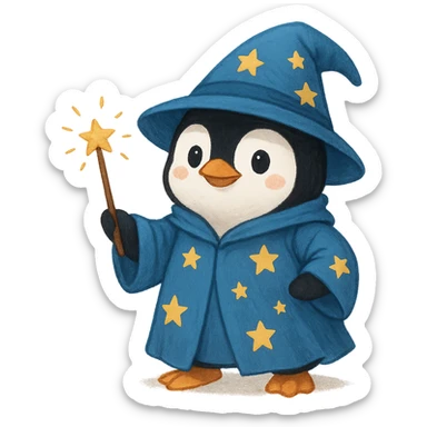 A penguin wizard sticker