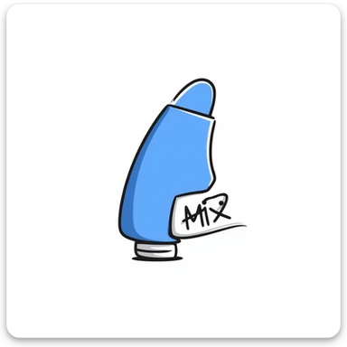 Hand-drawn blue VO2 max mouthpiece with breathing valve and measurement tube sticker