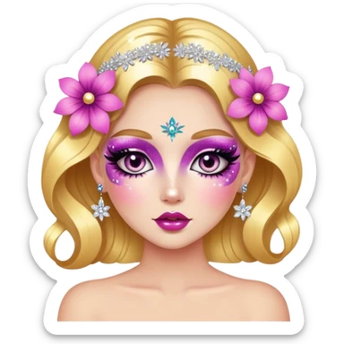 floral drag queen glitter sparkles babe girl makeup diva brat sticker