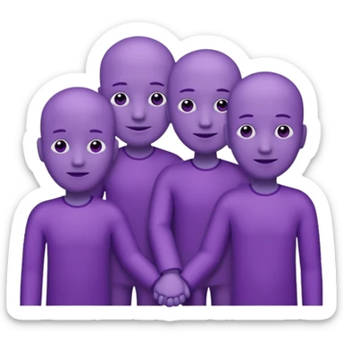 purple group without eyes and nose  holding hands sticker