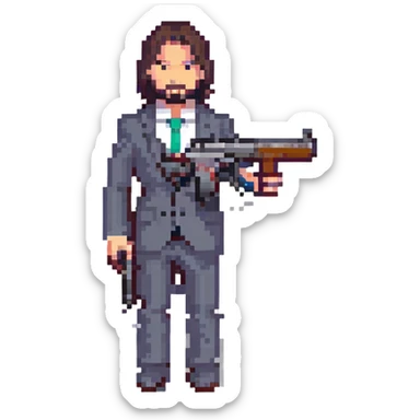 John Wick with a suit and gun sticker