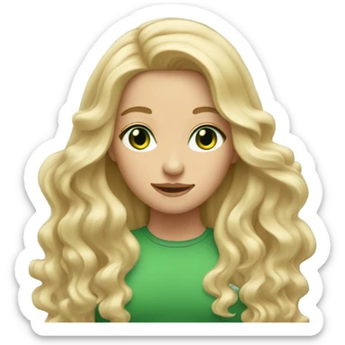long wavy blonde hair girl green eyes sticker