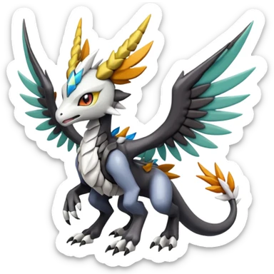 Meloetta-Wargreymon-Dutch-Angel-Dragon-Silvally-Kyurem-Trico-Pokémon-Digimon-Fakémon-fusion-hybrid-creature sticker
