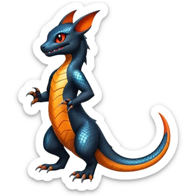 Shiny Salandit-Umbreon-Charmeleon-Fakémon-hybrid-creature (full body)  sticker