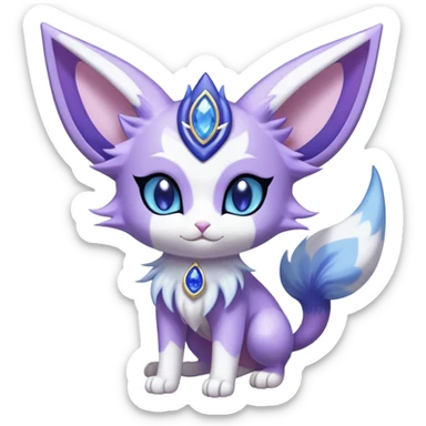 Shiny Exotic Cute Adorable Majestic Espeon-Purrloin-Delcatty-Meowstic-Hybrid-Creature with pattern-markings sticker