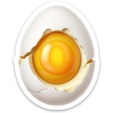 egg object icon, cracked egg with yolk, 3D cartoon, mobile game icon style, clean background, no text, no watermark
 sticker