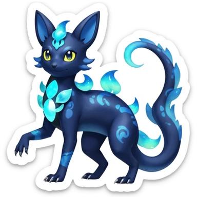 Colorful Iridescent Exotic Nebulae Salandit-Meowstic-Umbreon-Fakémon-hybrid-creature (full body)  sticker