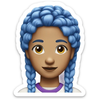Blue haired girl with two braids and purple eyes sticker