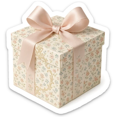 Elegant Rococo pale girly ditsy floral gift box  , remove background sticker