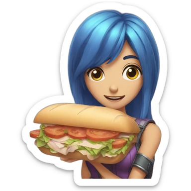 zoe from league of legends eating a sandwitch quietly sticker