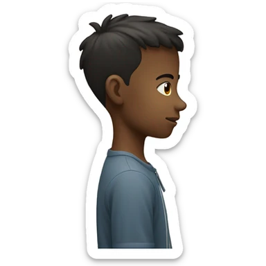 Boy gazing while tilting head downwards with full body  sticker