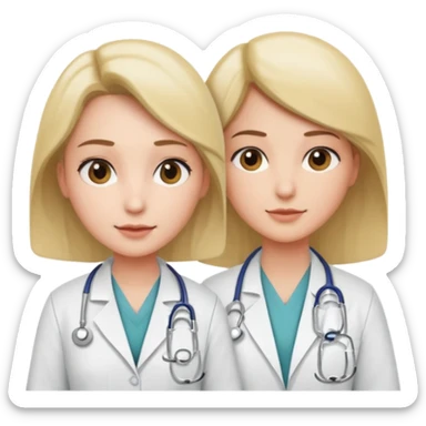 A medic (woman) attending to a person at the hospital sticker