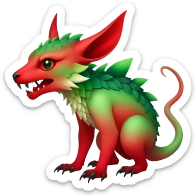Cool Edgy Green-Red-gradient ethereal badass Fionbri-Vernid-Trico-animal-creature full bodyd sticker