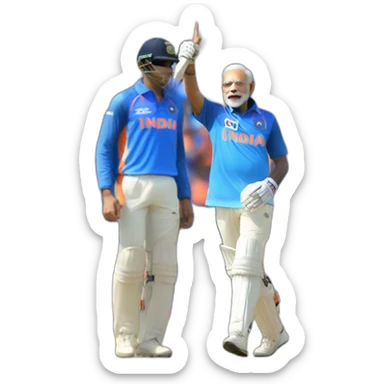 narendra modi in blue indian cricket team jersey doing cristiano ronaldo's celebration 'siuuu' sticker
