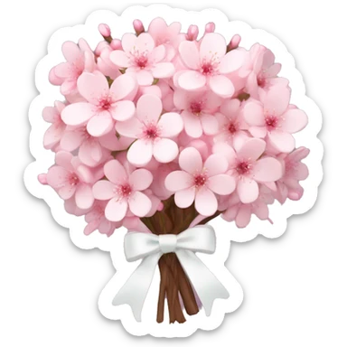 Pastel pink cherry blossom bouquet wrapped with a cute white bow  sticker