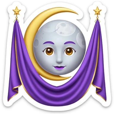 Moon Banner — silver cloth + violet trim,Royal Banner. sticker