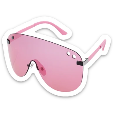 frameless pink tinted shield visor sunglasses, Y2K aesthetic, one-piece lens sticker