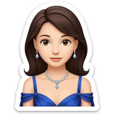 a beautiful brunette hair princess wearing a gown with elegant piercing and smile gently  sticker