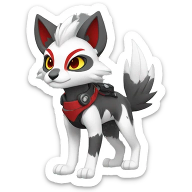 Anthro cool edgy black white grey punk red animal hybrid Fakemon full body sticker